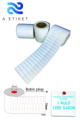 Kuyumcu Yüzük Etiketi Şeffaf Uçlu 72x10mm PP Opak 1 Rulo 1250 Sarım
