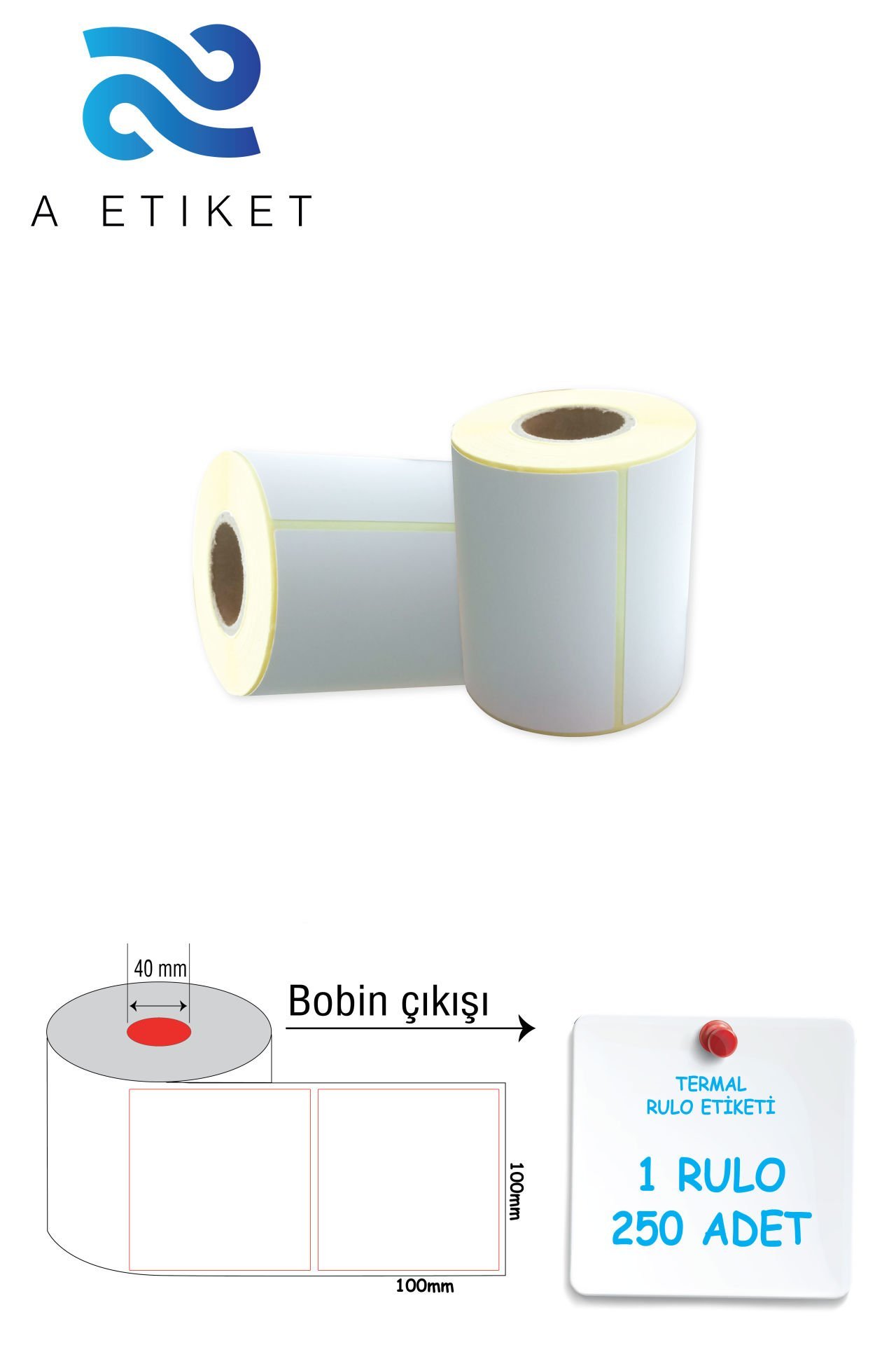 Termal Barkod Etiketi 100x100mm 1 Rulo 250 Sarım