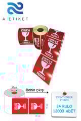 Dikkat Kırılır Etiket 70X80mm 24 Rulo 500'lü Sarım