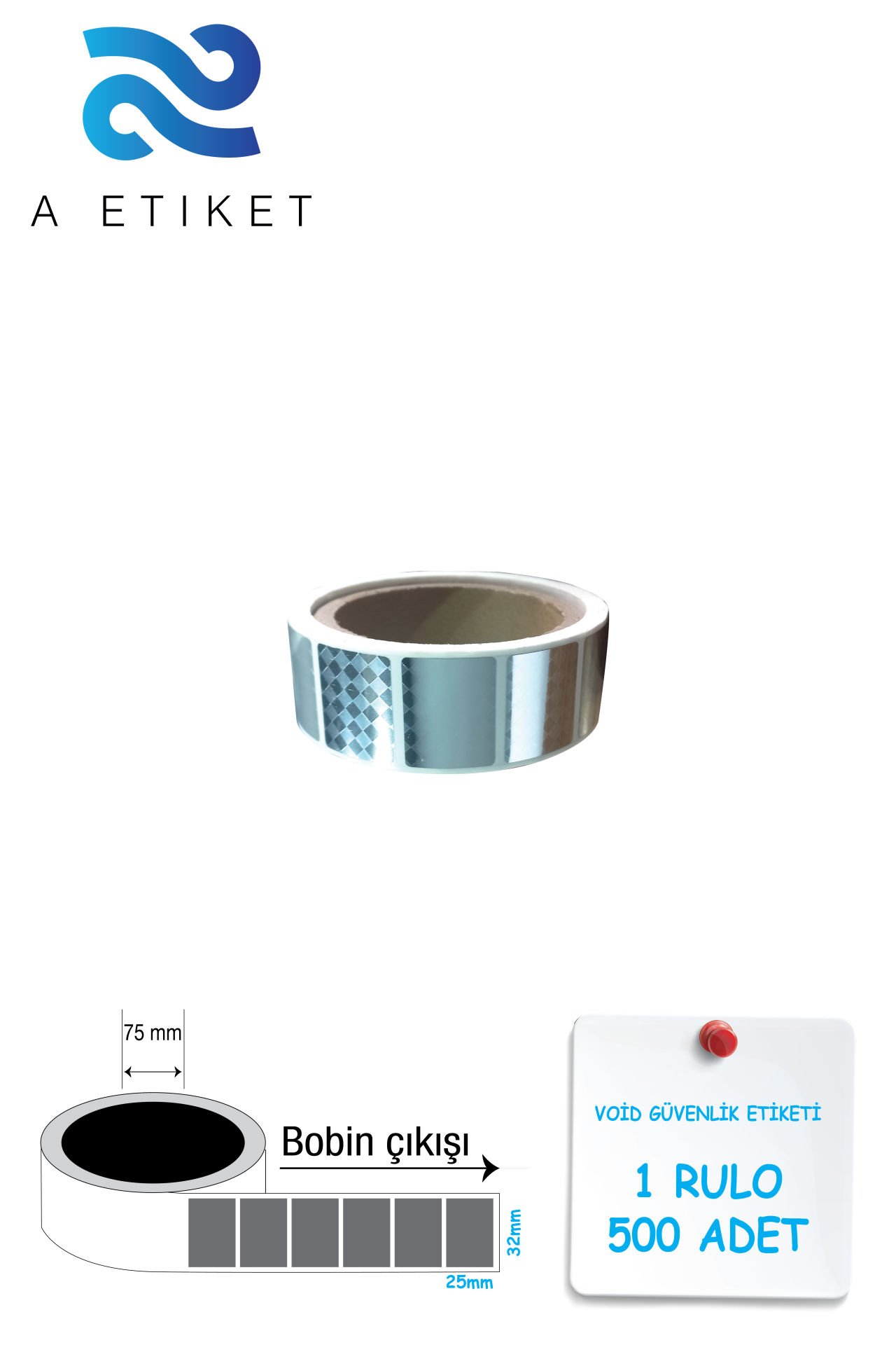 Void Güvenlik Etiketi 32x25mm 1 Rulo 500'lü Sarım