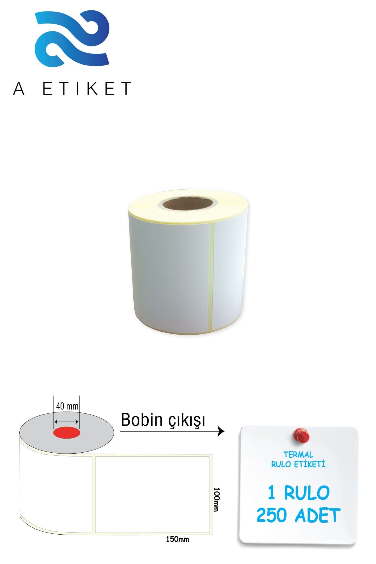 Termal Barkod Etiketi 100x150mm 1 Rulo 250 Sarım